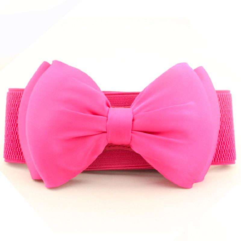 Women's Chiffon Dress with Elastic Belt and Big Bow - Fashionable and Sweet One-Piece