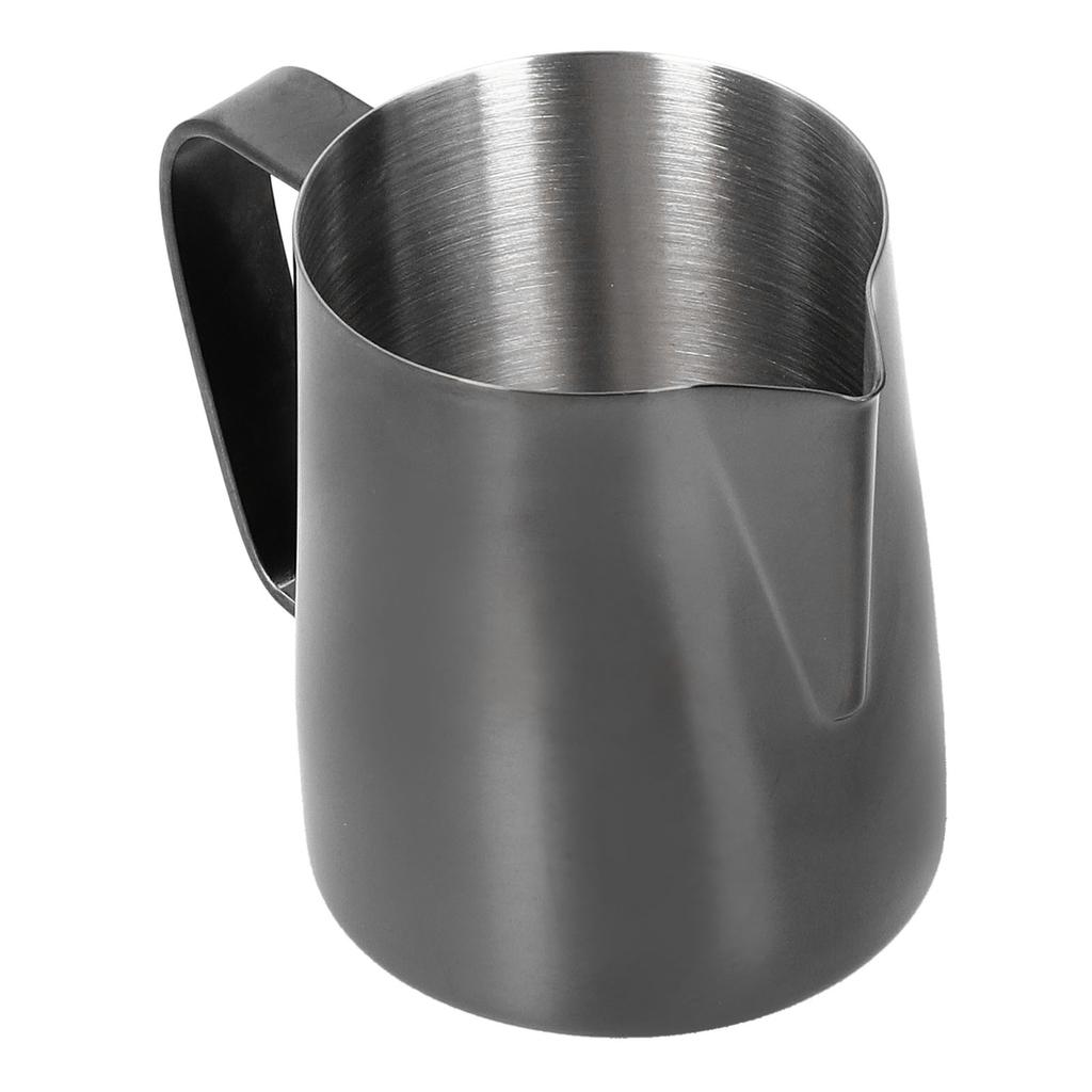 Multifunktionell Kaffekopp Mjölkskumningskanna Rostfritt Stål Latte Mugg med HandtagSvart 350ml