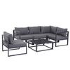 5 Seater Aluminium Garden Furniture Set Garden Sofa Set With Thick Cushions For Patio And Balcony Outdoor Grey