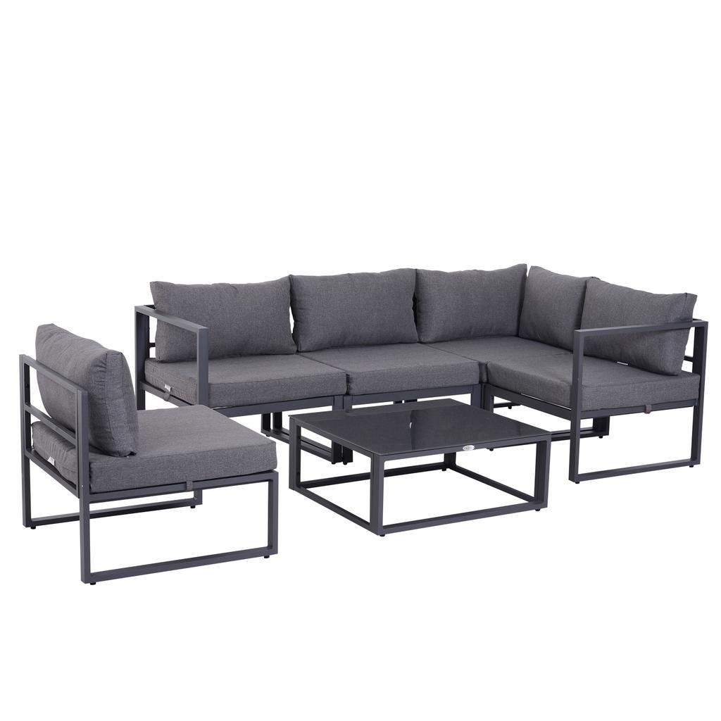 5 Seater Aluminium Garden Furniture Set Garden Sofa Set With Thick Cushions For Patio And Balcony Outdoor Grey
