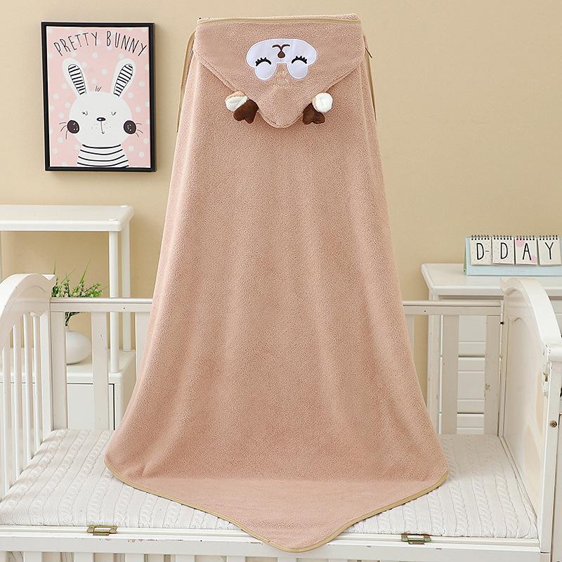 Baby Children Bath Towels Newborn Quilt Bag Towel Bag Quilt Coral Fleece Wrap Towel Embroidered Blanket Animal Eye Closed Hooded Cape