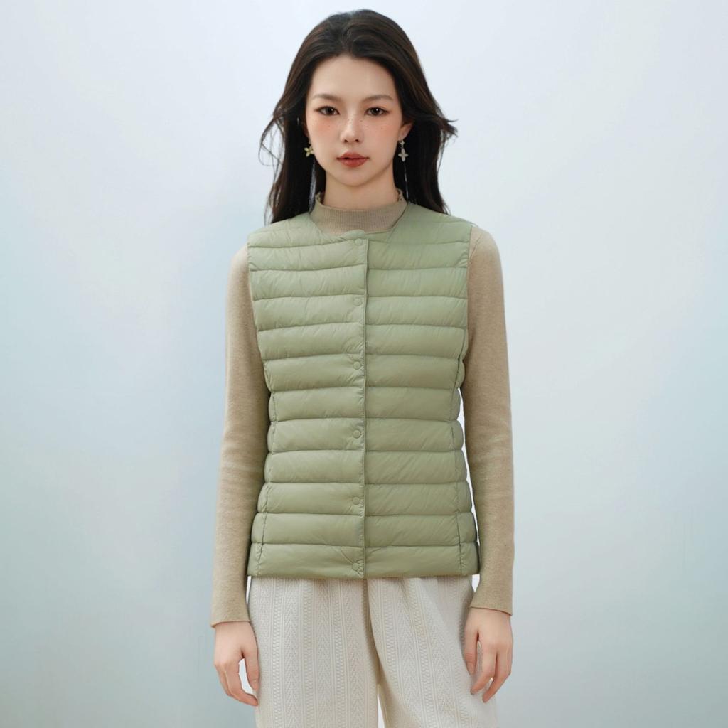 Autumn and Winter Women's Waistcoat Round Neck V-neck Lightweight Down Jacket Vest Duck Down Waistcoat