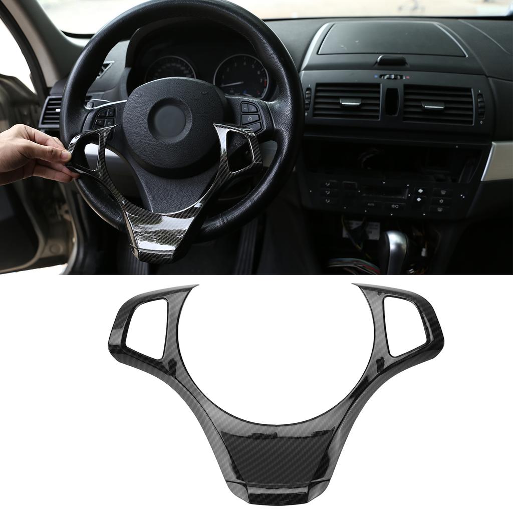 Car Styling Steering Wheel Trim Cover Sticker Carbon Fiber Style Replacement for X3 E83 2006‑2009