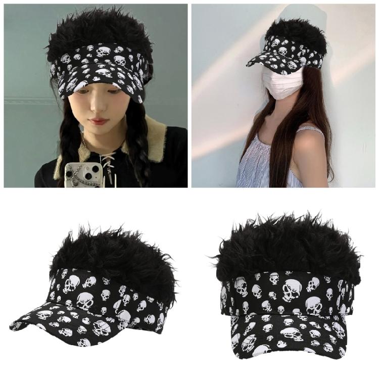 Hairy Baseball Hat Sports Fan Headgear Wigs Prank Cosplay Accessories