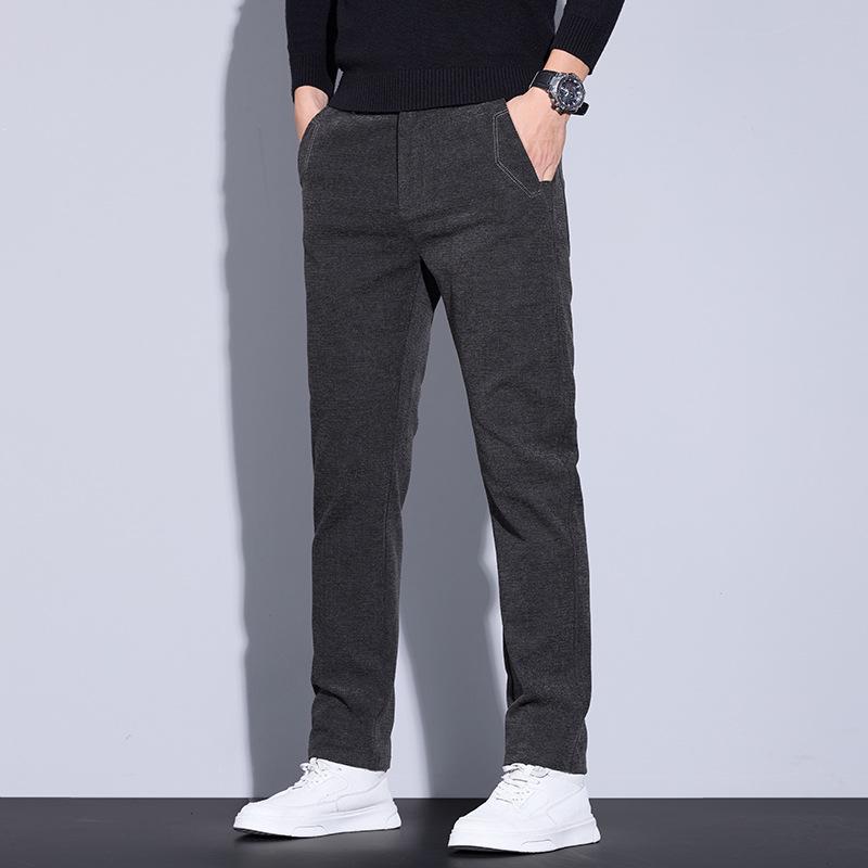 Men's Thermal Velvet Stretch Casual Pants - Thick, Soft, One-Piece Design