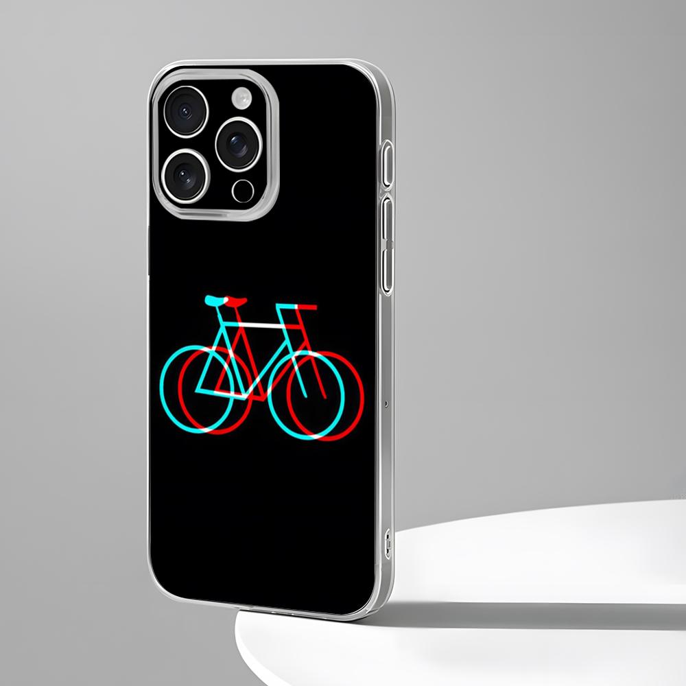 

BIKE Cycling Art Phone Case New For IPhone 16 15 14 12 13 11 Pro Max Mini X XR XS Plus Black Silicone Transparent Cover iPhone15