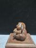 Chinese Vintage Boxwood Carved Cute Rabbit Statue Collection Figurines Gift Art