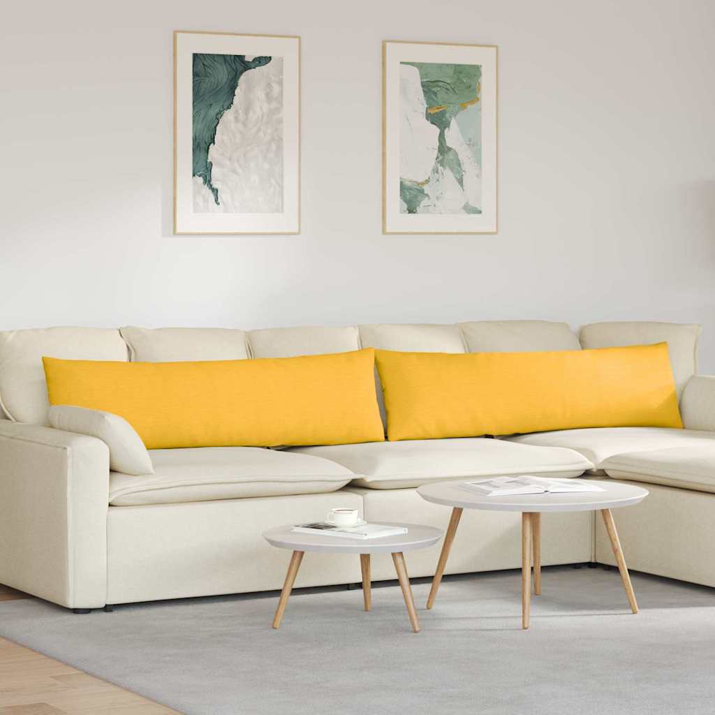 Sofa Cushions 2 Pieces Light Yellow 145 X 40 Cm Corduroy Fabric