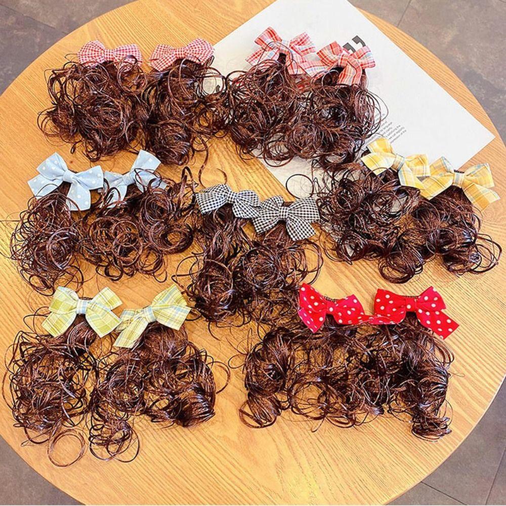 2Pcs Cute Baby Wig Hairpin Princess Bowknot Hairclip Fasion Children's Bow Wig  Daily
