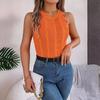 QICED Summer Solid Color Braided Button Sleeveless Top Vacation Knitted Sweater Women's Wear