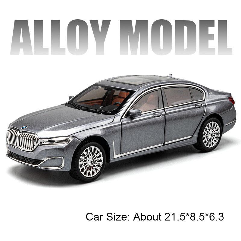 1:24 Scale 530LI 760LI Car Model Toy Alloy Body Rubber Tires Sports Cars Wheel Steering Shock Absorption Models Decorative Gifts