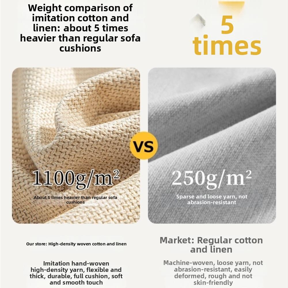 Cotton-Linen Blend Couch Seat Cover Non-slip Sofa Backrest Cover Couch Protector for Living Room