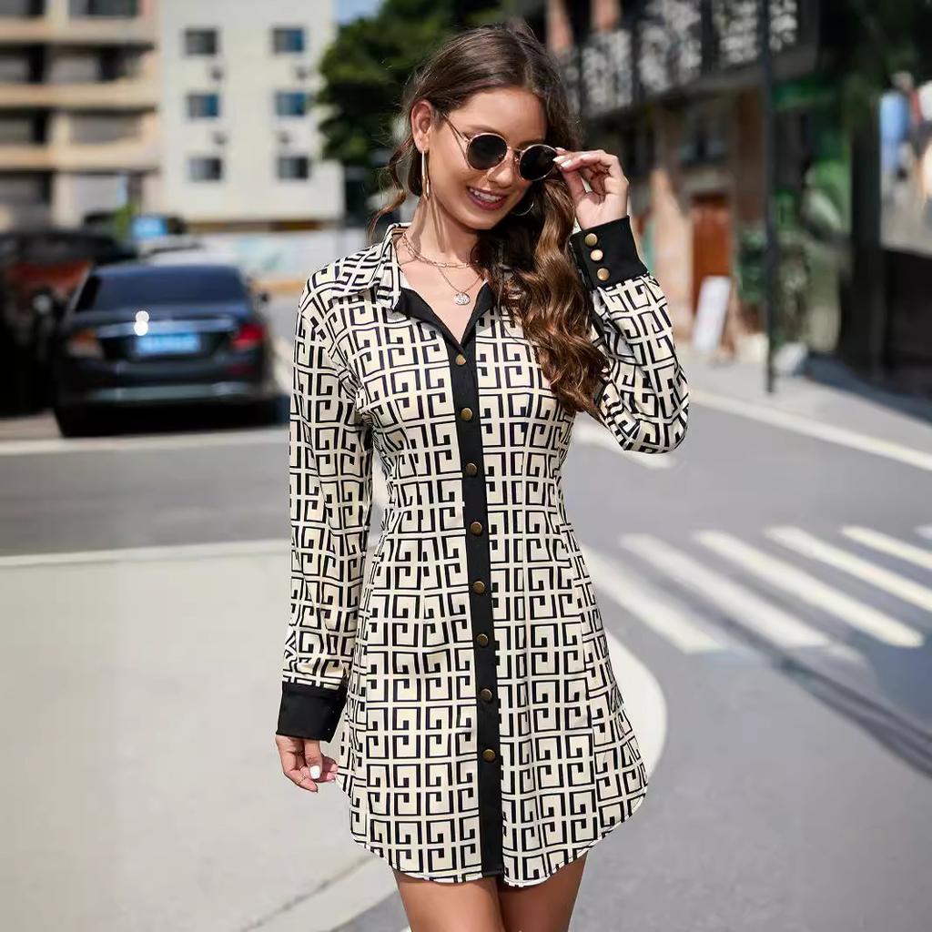 GMXIA Women's Fashion Autumn Winter Long Sleeve POLO-Neck Casual Dresses