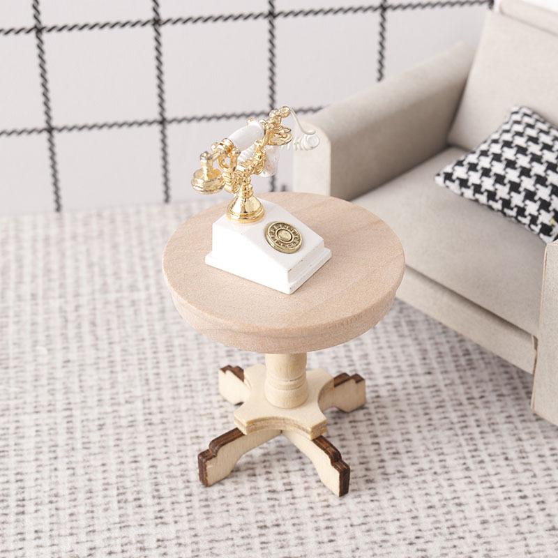 1:12 Dollhouse Miniature Coffee Table Small Round Table Original Wood Table Furniture Home Model Decor Toy Doll House Accessorie