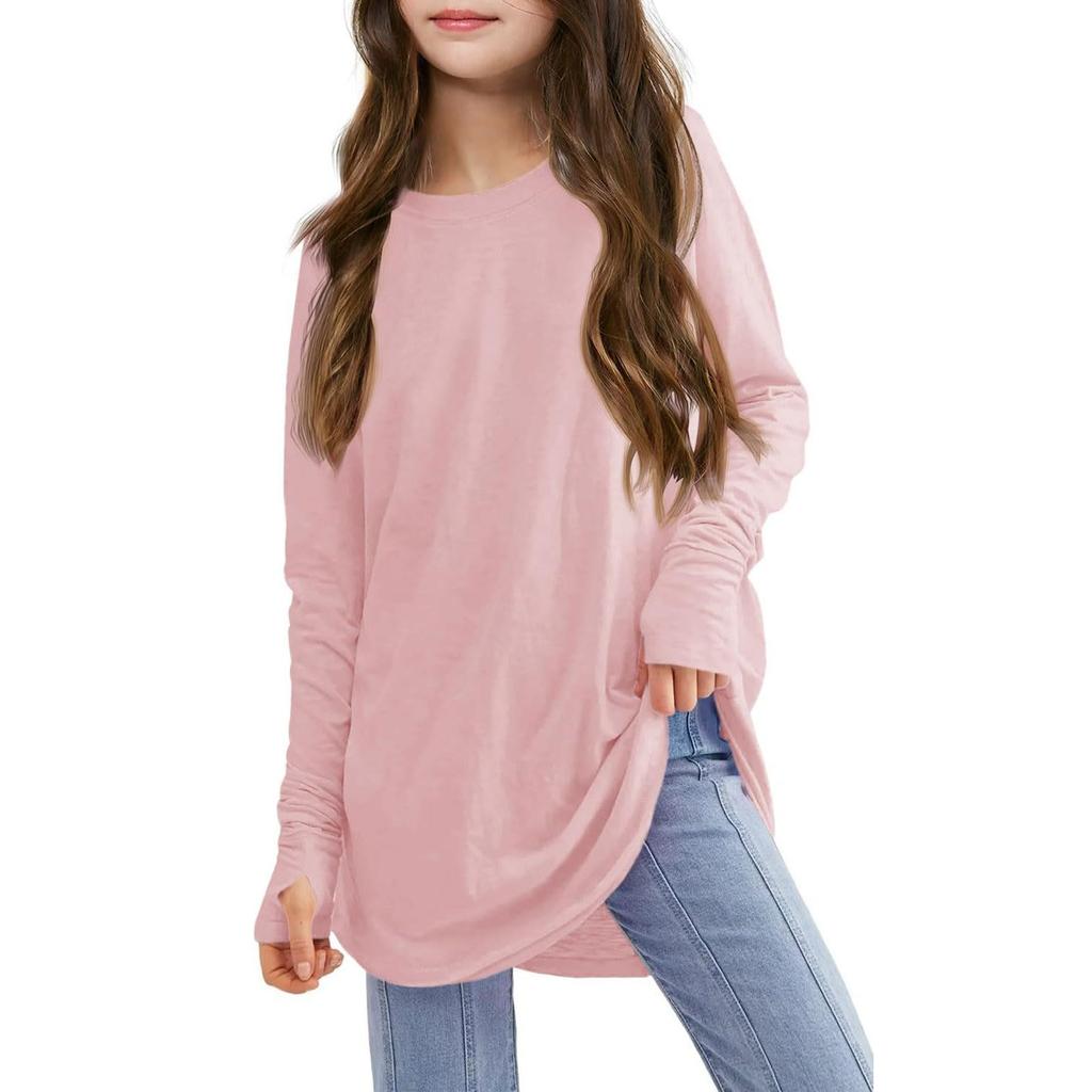 Long Sleeve Shirts  Tunic Tops Tees Teens Kids Loose Fashion Sweatshirt T,Shirt