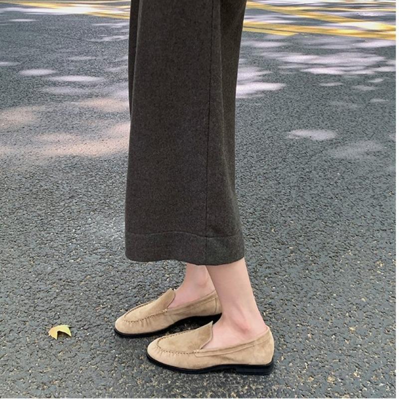 Super Soft Lambskin Thick-soled Women's Leather Retro Not Tired Feet Soft-soled Single Shoes One Pedal Lazy Small Leather Shoes
