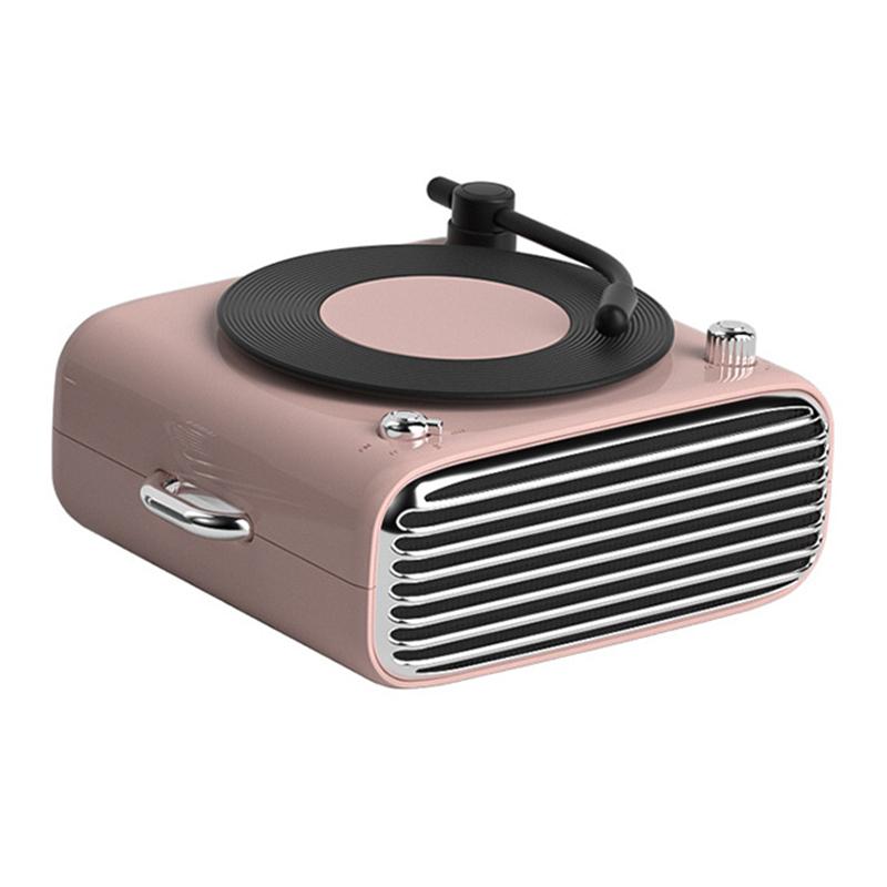 

Phonograph Style Mini Bluetooth-compatible Speaker Home Bass Sound Subwoofer Pink