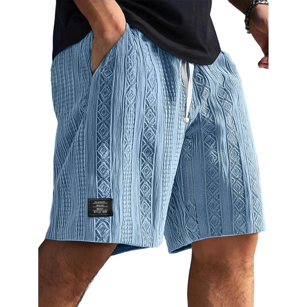 Shorts décontractés confortables pour hommes, texture jacquard quotidienne, logo mode