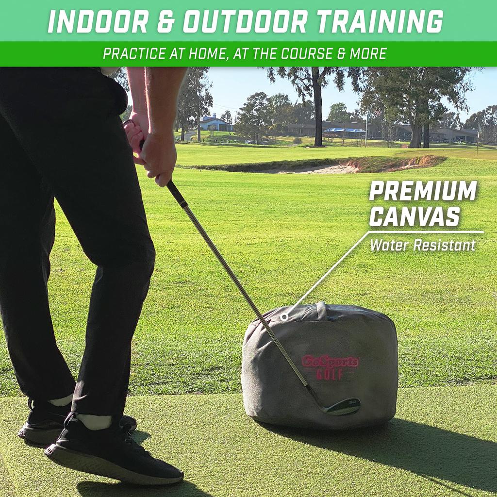 GoSports Golf Swing Bag Impact Position Trainer Master Proper Club and Hand Position at Impact Perfect for All Skill Levels Blue -