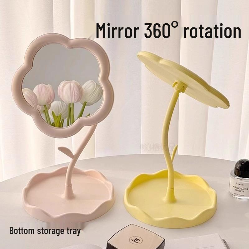 

New Arrival: Rotatable Cream Flower Makeup Mirror for Dorms & Desktops