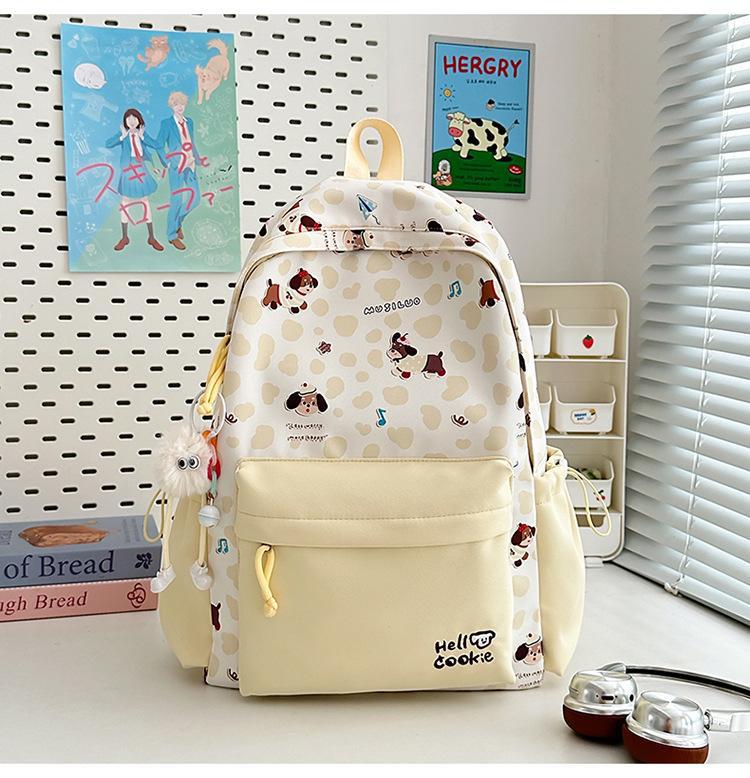 Schoolbag Japanese Ins New High-value, Fresh, Sweet and Cute Polka Dot Puppy Backpack, Light Backpack for Junior High School Students