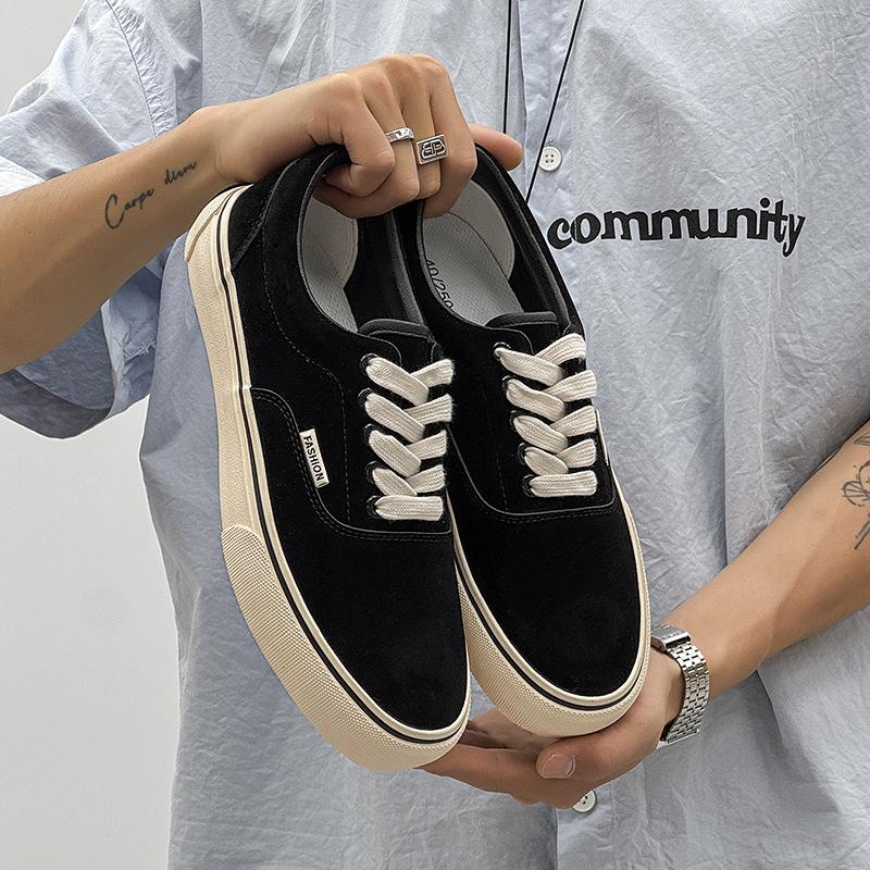 

AFANTING Японские четырехсезонные кожаные кеды для скейтборда мужские на тонкой подошве ретро тренд бордовые кеды мужская обувь 1572 39 чёрный