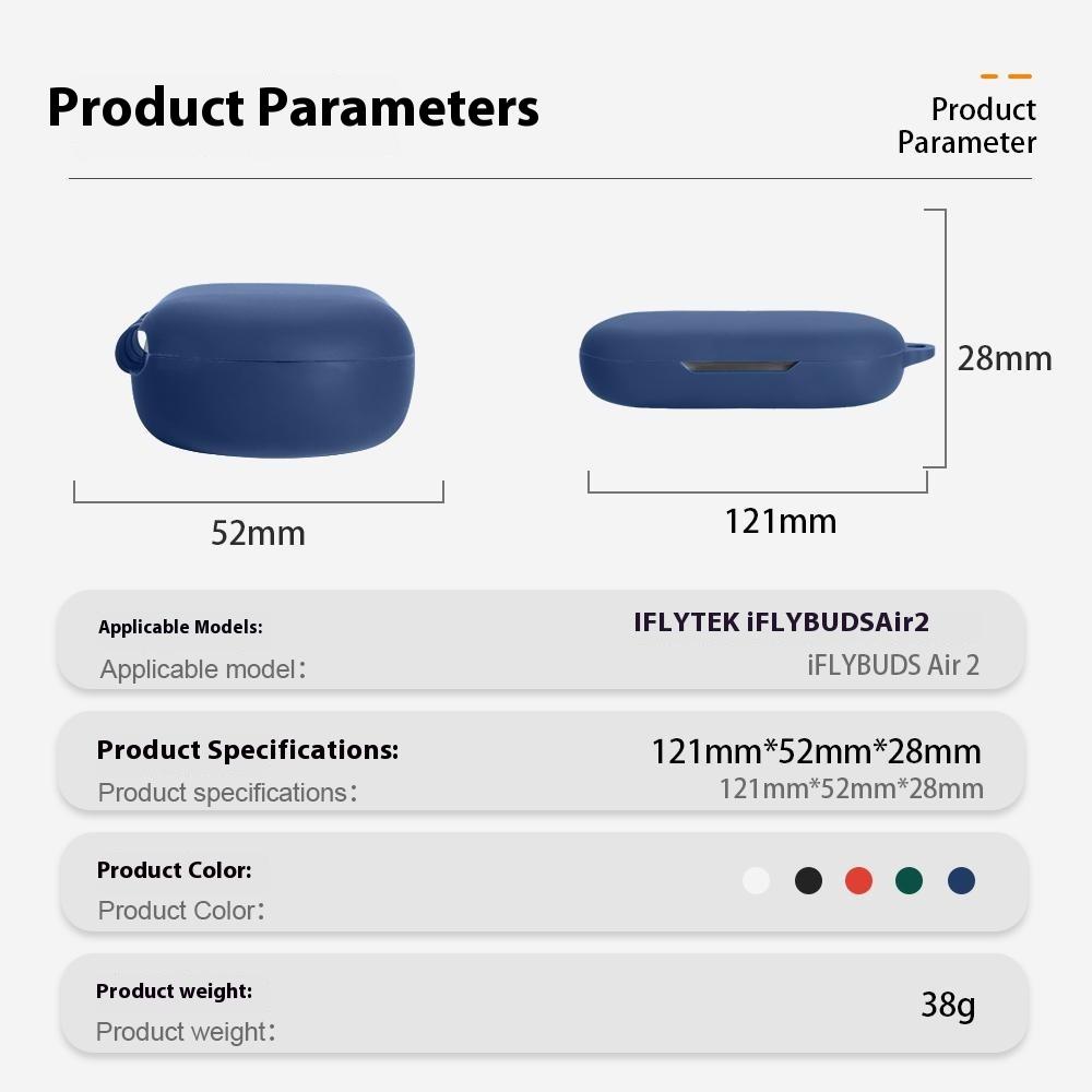 For iFLYBUDS Air 2 Protective Case Bluetooth-Compatible Earbuds Silicone Cover with Hook