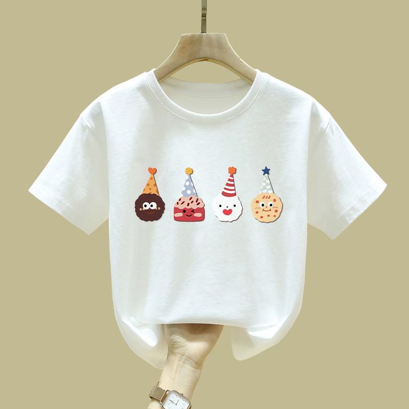 2026 Pure Cotton Girls' Short-Sleeve T-shirt - Simple Loose Summer Top for Medium and Large Children
