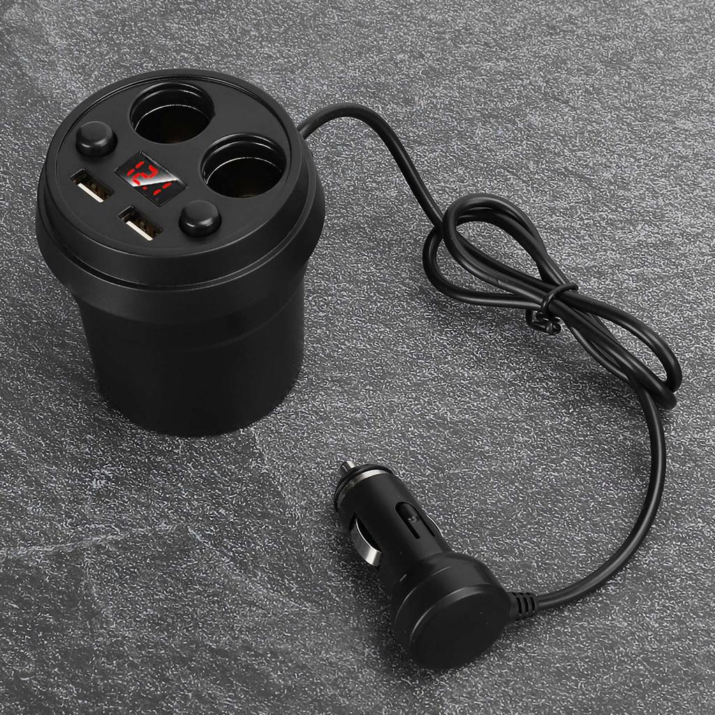 Cup Dual USB Car Charger with Wire Multifunction Cigarette Lighter for Phone Tablet PC