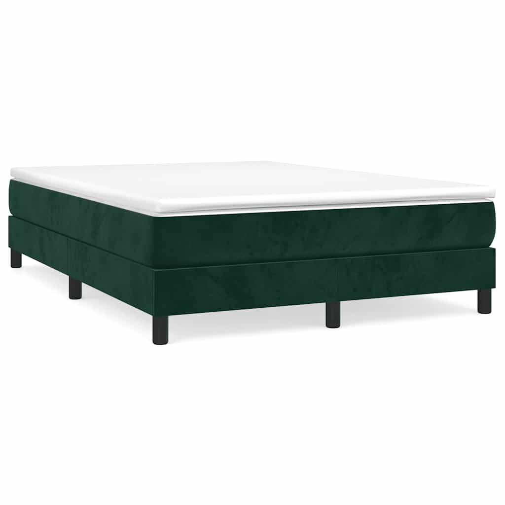 Vidaxl Bedframe Zonder Matras, Donkergroen, 140X190 Cm, Fluweel