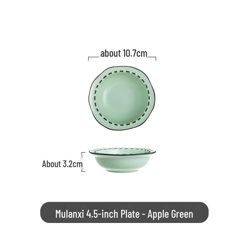 Magnolia Creek Ceramic Rice Bowl and Plate Set - Japanese Underglaze Tableware, Stylish Ins Style.