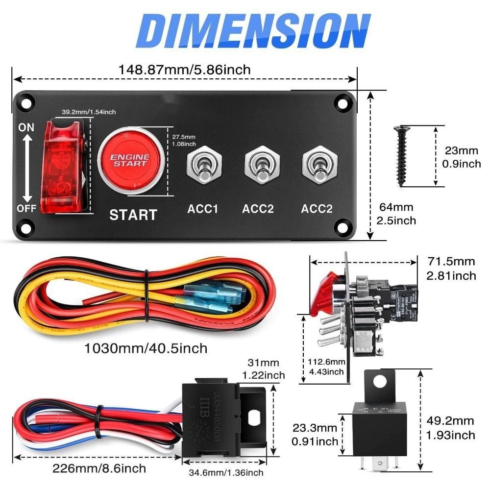 LED Illuminated Racing Ignition Switch Panel Carbon Fiber Car Start Switch 12V racing cars & RV