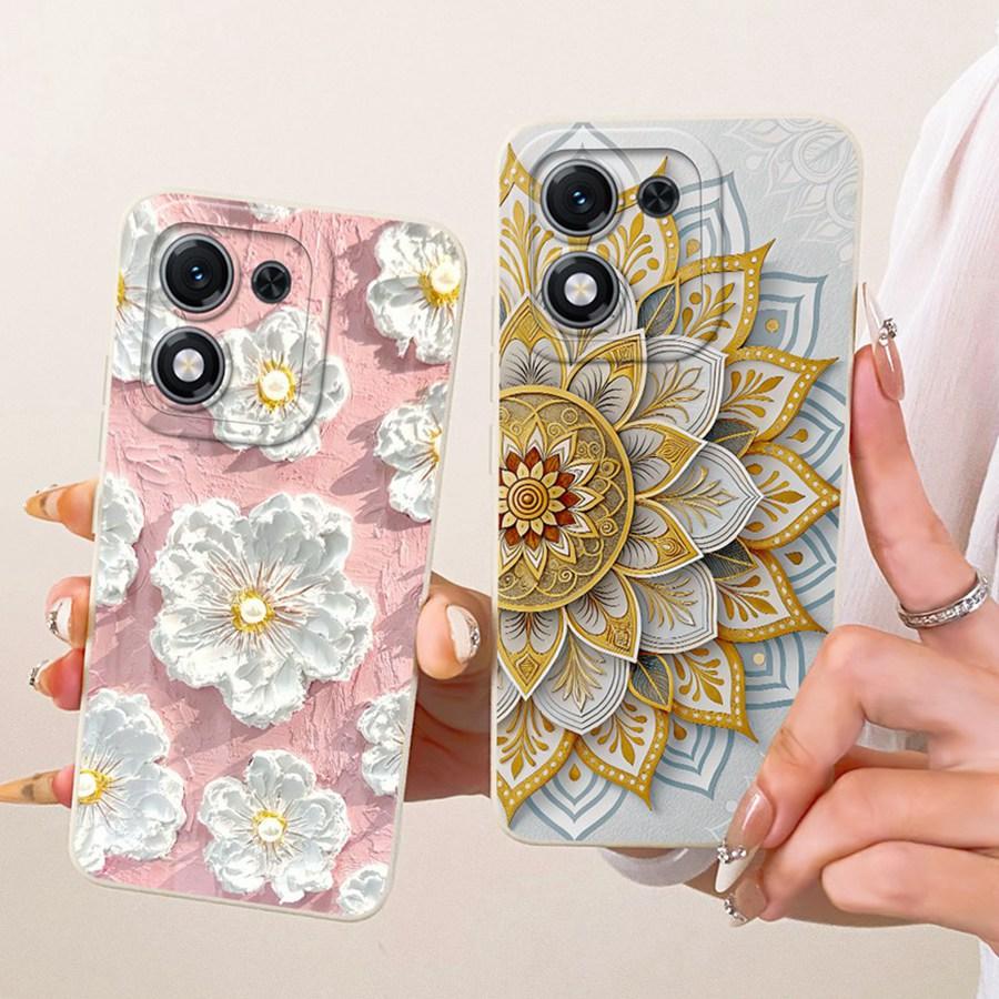 For Honor X70i X 70i 5G Case Luxury Flower Bow Painted Cover Case for HonorX70i ABR-AN00 Silicone Casing Shell Back Cover
