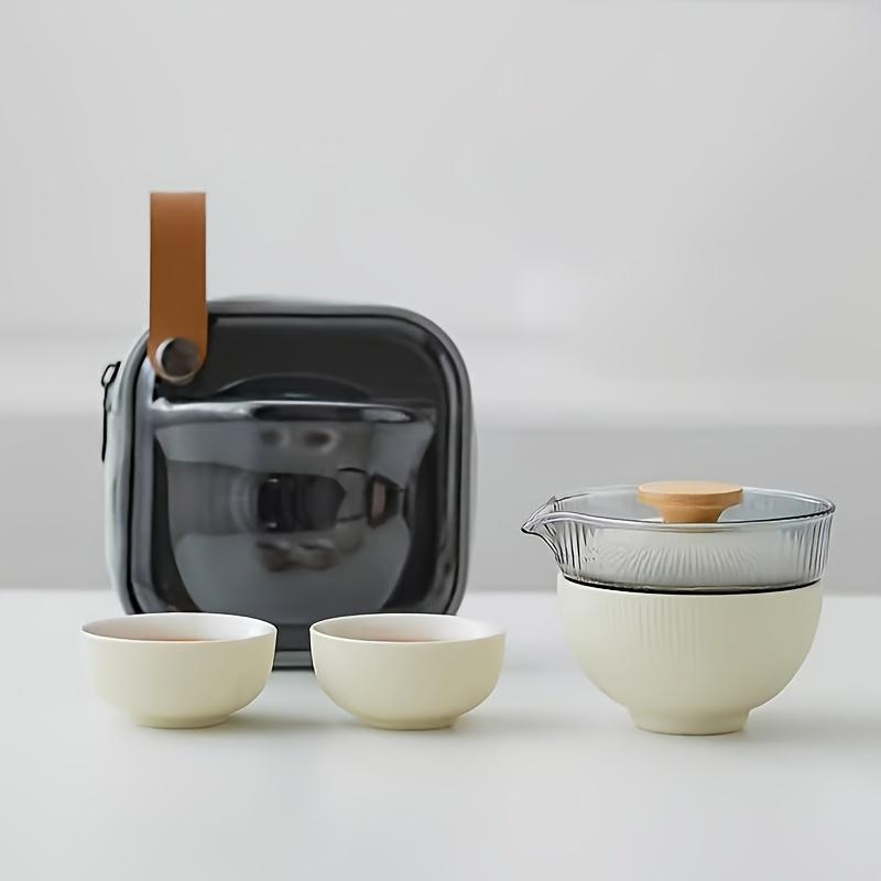 

1 комплект керамического чайного сервиза, быстрая гостевая чашка, чайный сервиз кунг-фу, портативный чайный сервиз для путешествий и отдыха на открытом воздухе, идеально подходящий для встреч в домашнем офисе, общения, прогулок, медитации Fireworks Stripe