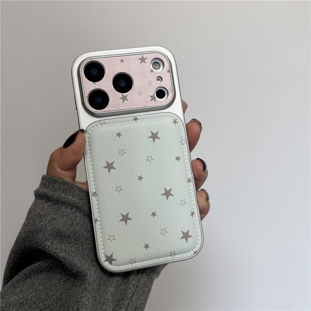INS Style Matcha Green Stars Phone Case Compatible with iPhone 17 Pro and 14 Pro, Korean Niche Design