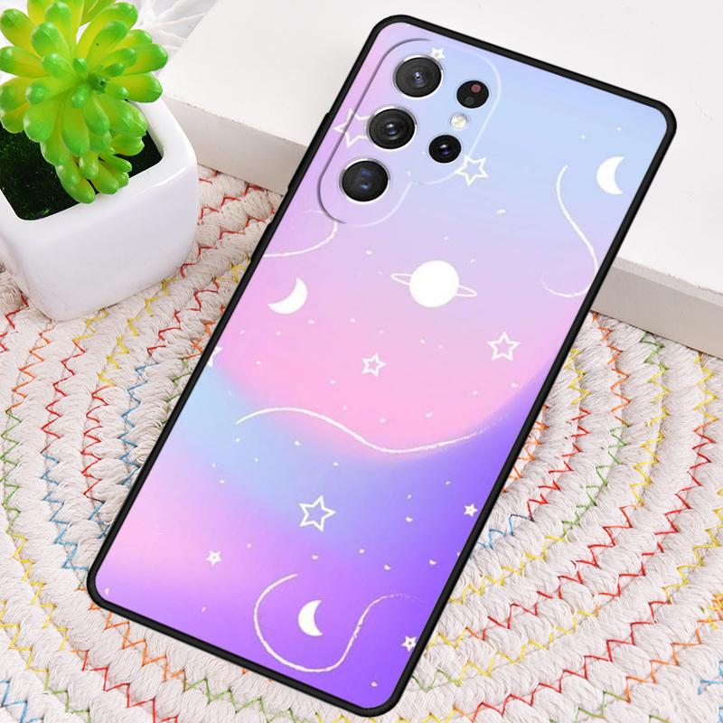 Moon Stars Pastel Silicone Phone Case For Samsung Galaxy Note 10 Pro S26 S25 S24 S23 S22 S21 Plus S25Ultra Capa Cover