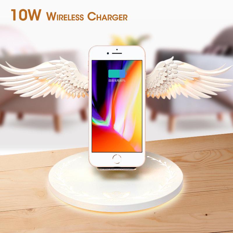 

Беспроводная зарядная док-станция Angel Wings Qi 10 Вт 3.0, быстрое зарядное устройство типа C для iPhone X XR 8 Plus Smasung S9