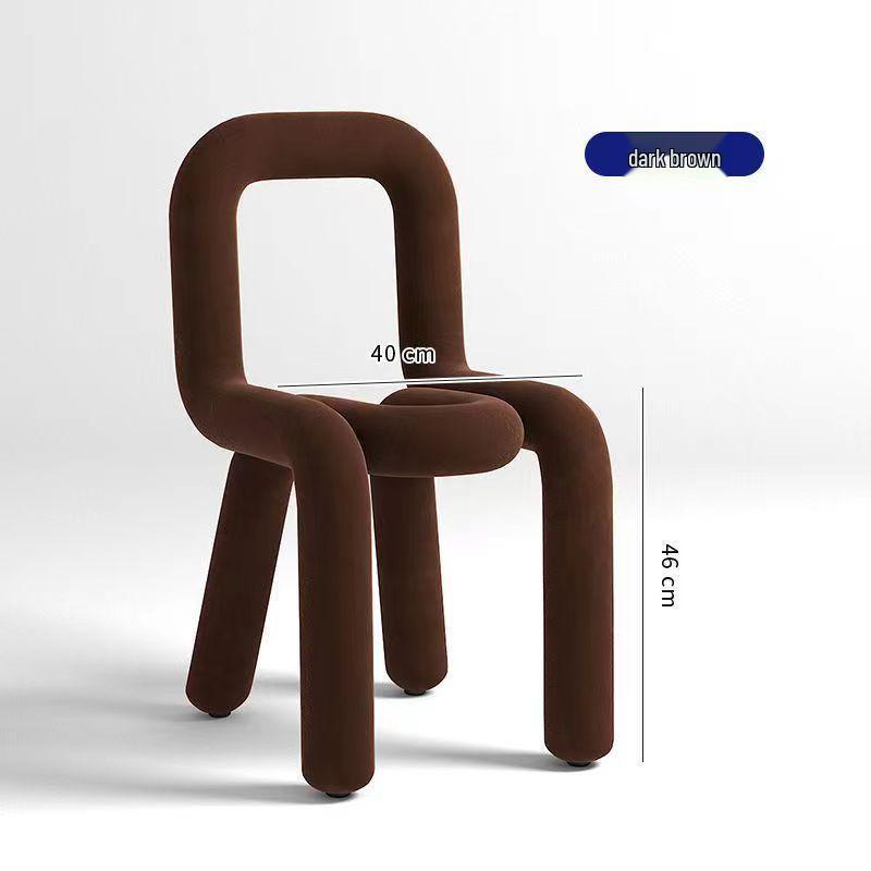 Creative Designer Vanity Chair with Backrest for Bedroom, Bold and Irregular Shape Leisure Stool