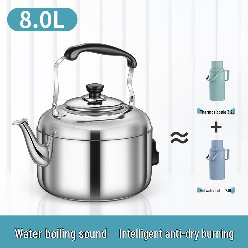 Stainless Steel Electric Kettle with Whistle - Large Capacity Hot Water Heater for Household Use