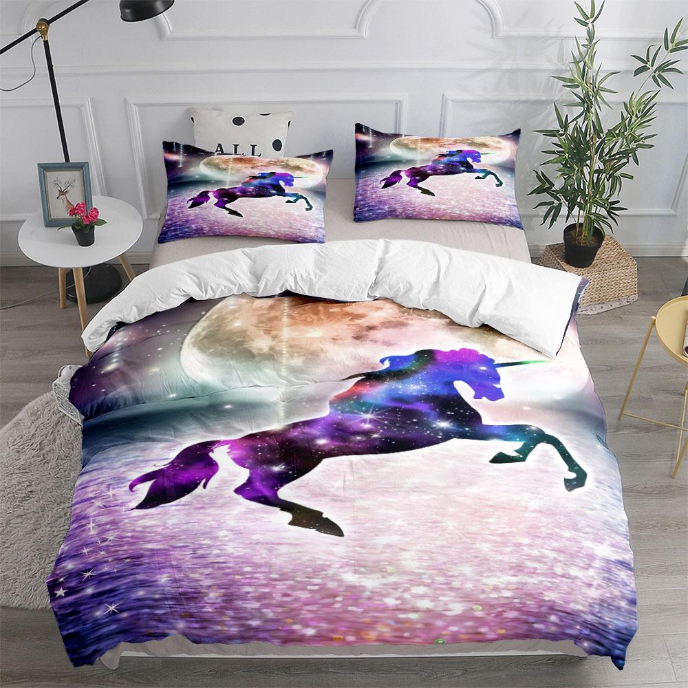 Nordic Myth Forest Unicorn Duvet Cover Set King Queen Double Full Twin Single Size Bed Linen Set
