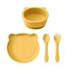4Pcs Children's Tableware Set Baby Feeding Food Training Silicone Tableware Baby Sucker Dishes Plate Bowl Spoon Baby Stuff