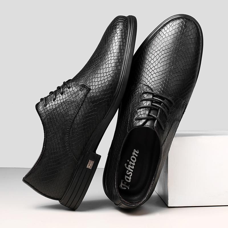 Men's New Crocodile Leather Shoes First Layer Cowhide Leather Men's Casual British Business Dress Breathable Versatile Men