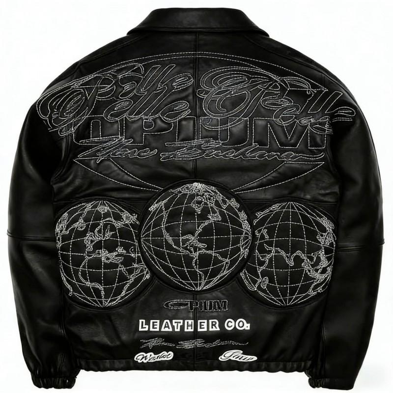Mens Streetwear PU Leather Jacket With