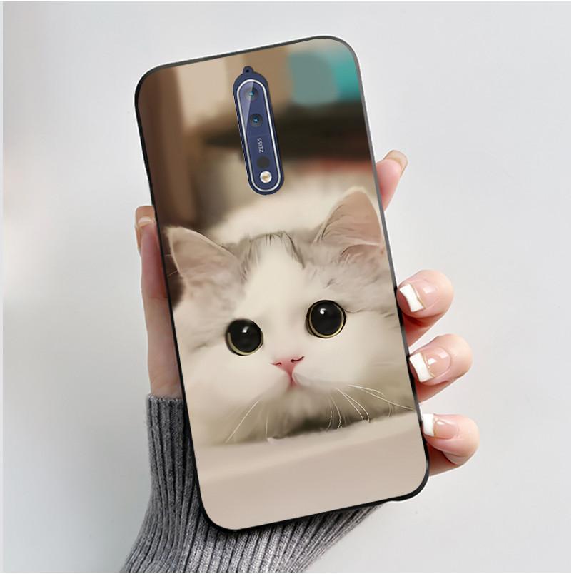 Custodia Per Nokia 8 / Nokia 8 Sirocco Custodia per Telefono Estetica Moda Gatto Carino Nero Opaco Morbido TPU Silicone Copertura Protettiva Paraurti
