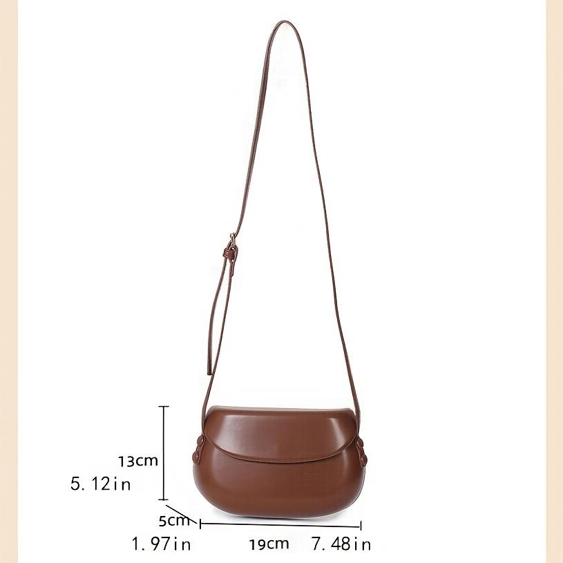 Women'S Versatile Large Shell Bag, Saddle Bag, Shoulder Crossbody Bag, Solid Color, Magnet Closure, Polyester Lining, Dry Clean, Various Colors