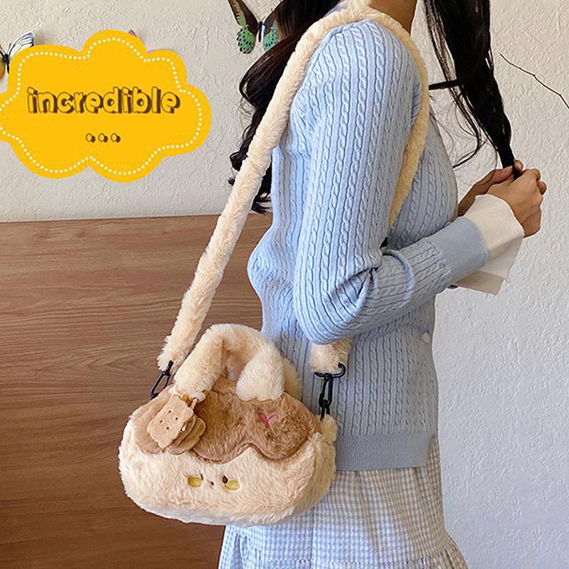 Sac bandoulière pudding désert doux poupée en peluche sac à dos enfant grande capacité avec pendentif peluche sac à bandoulière dessin animé filles