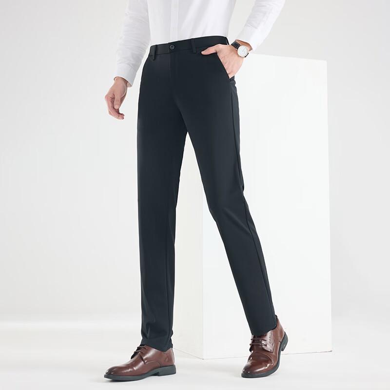Fengxun Men's Stretch Straight-Leg Business Casual Pants