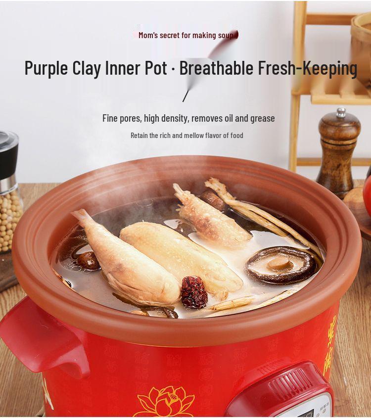 Smart Zisha Clay Stew Pot: Automatic Soup & Porridge Cooker for Health Preservation