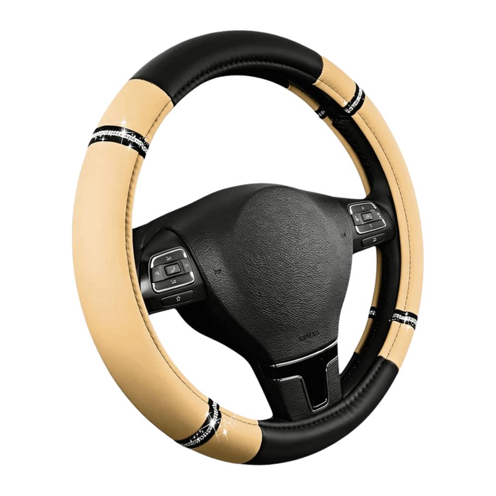 

Rhinestone Steering Wheel Wrap Stitching Steering Wheel Protector Car Interior бежевый