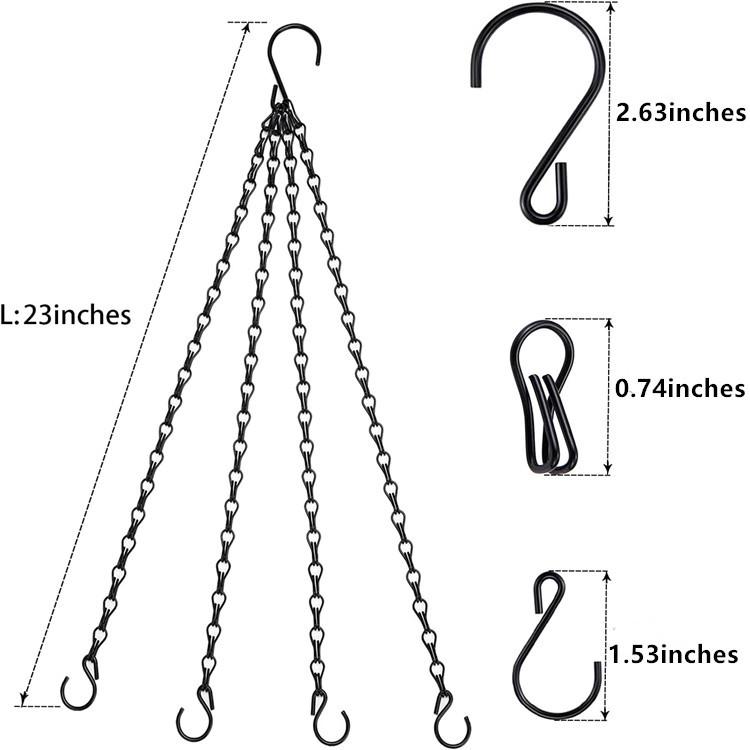 Black 23-Inch Hanging Chain Strap for Flower Pots, Bird Feeders, and Lanterns